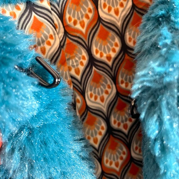 High End Elmas Phil Faux Fur Vest MEDIUM Teal Made in Italy EUC - Picture 9 of 11